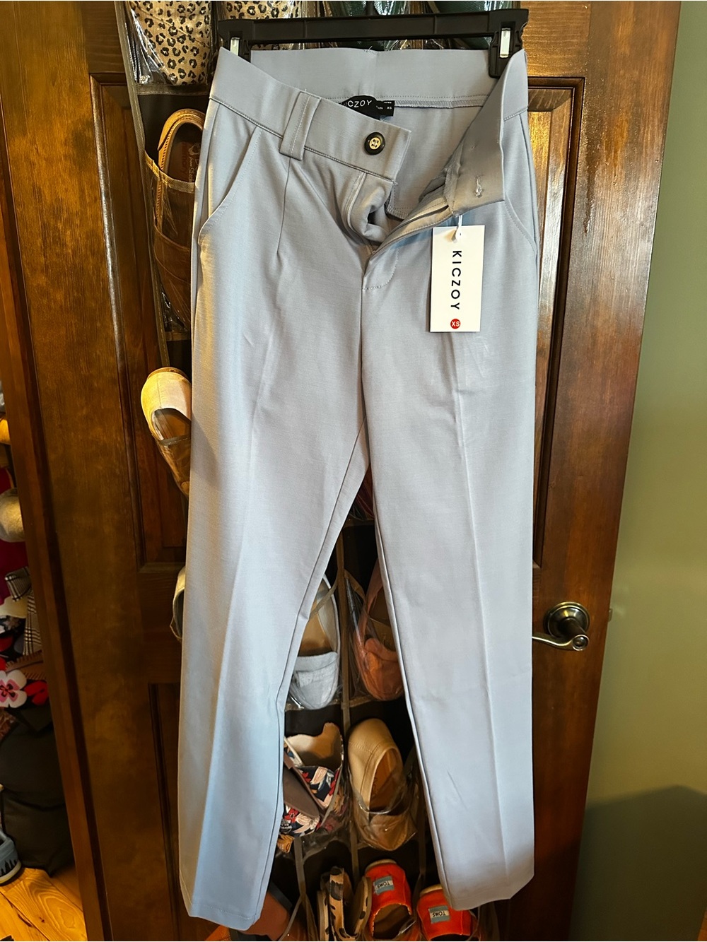 Zoom Straight Leg Women's Dress Pants in Light Gray-NWT